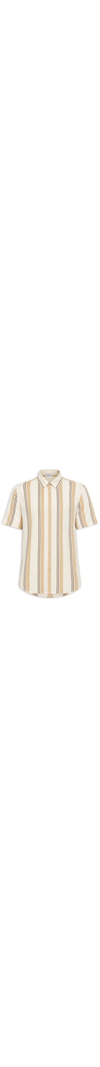 Camisa Masculina Estampa Listras Manga Curta - Bege