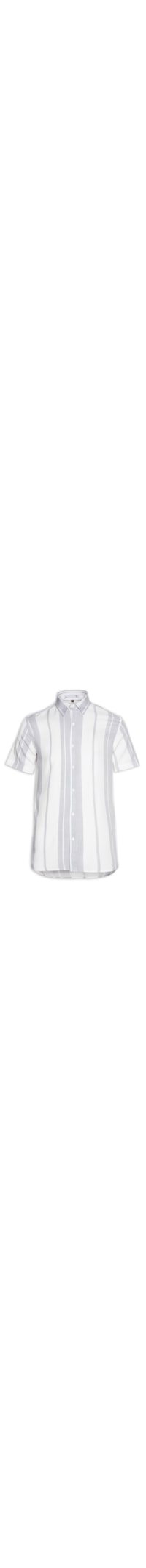 Camisa Masculina Estampa Listras Manga Curta - Branco