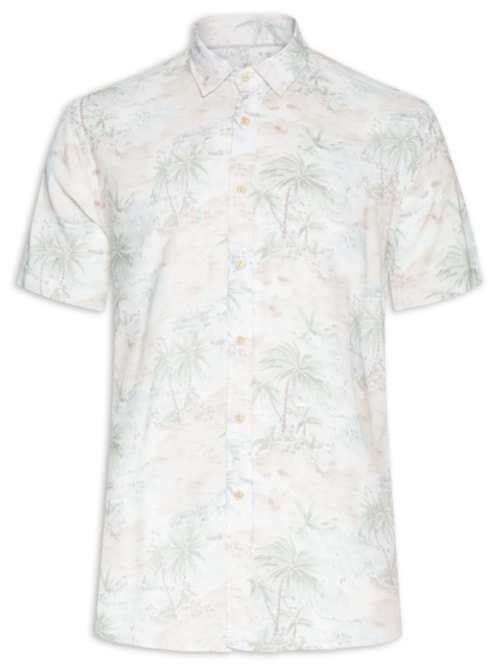 Camisa Masculina Estampa Polinésia – Bege