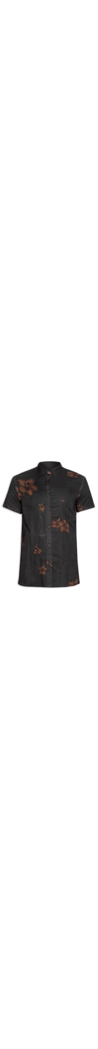 Camisa Masculina Estampada Camp Flower - Preto