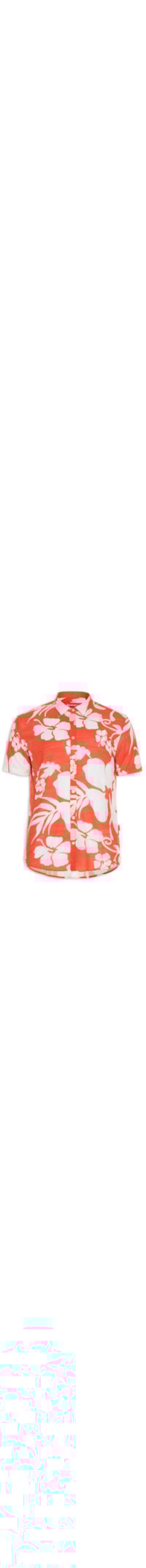 Camisa Masculina Estampada Hibísco Mahalo Hame - Vermelho