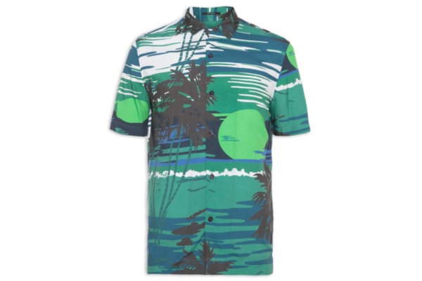 Camisa Masculina Estampada Manga Curta Visco Sunset American - Verde