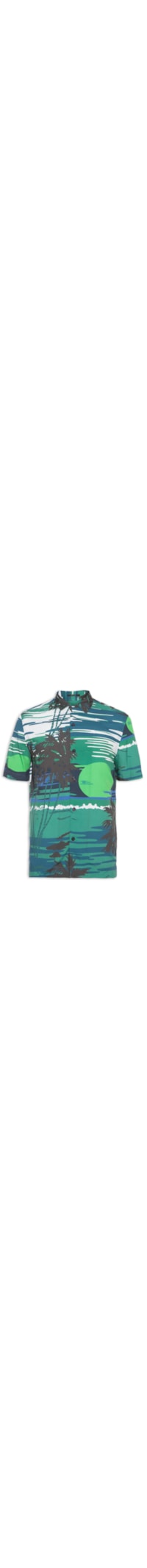 Camisa Masculina Estampada Manga Curta Visco Sunset American - Verde