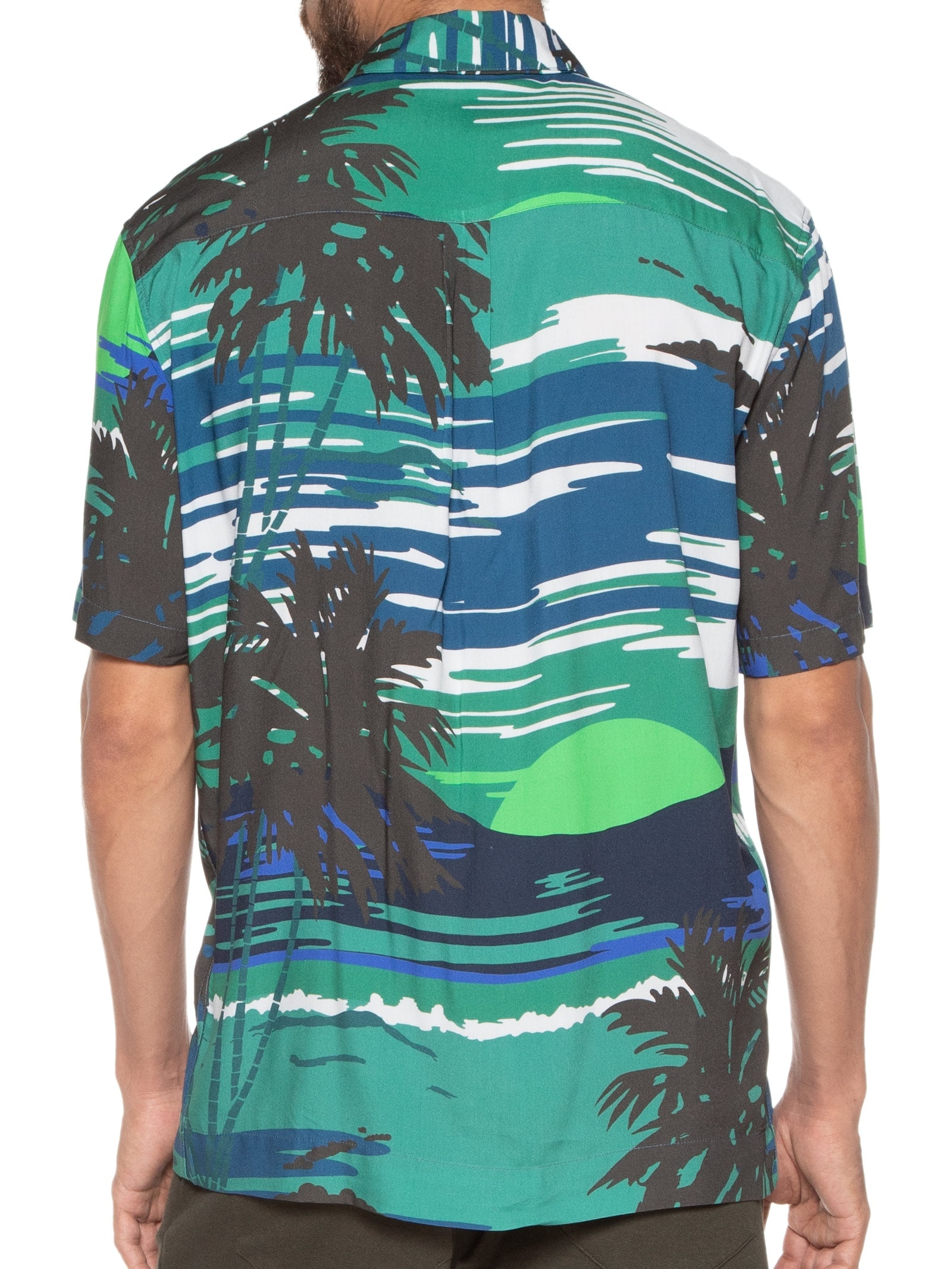 Camisa Masculina Estampada Manga Curta Visco Sunset American Verde Ellus