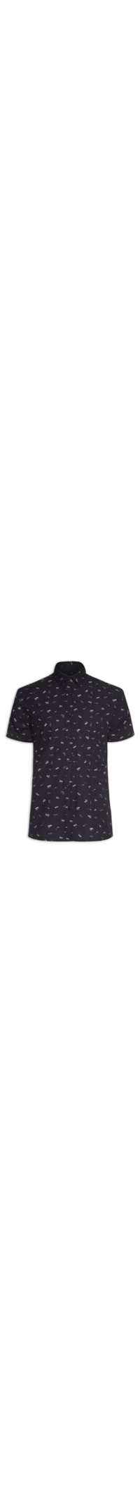 Camisa Masculina Estampada Regular - Preto