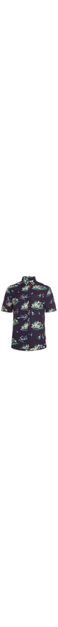 Camisa Masculina Estampada Relax - Azul