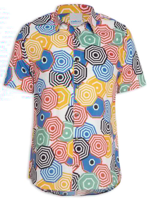 Camisa Masculina Estampada Relax – Branco