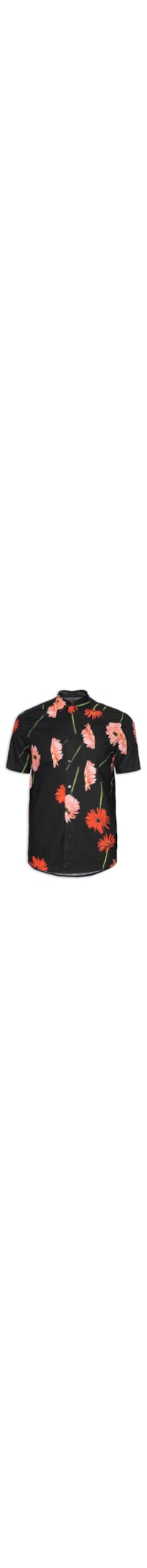Camisa Masculina Estampada Relax - Preto