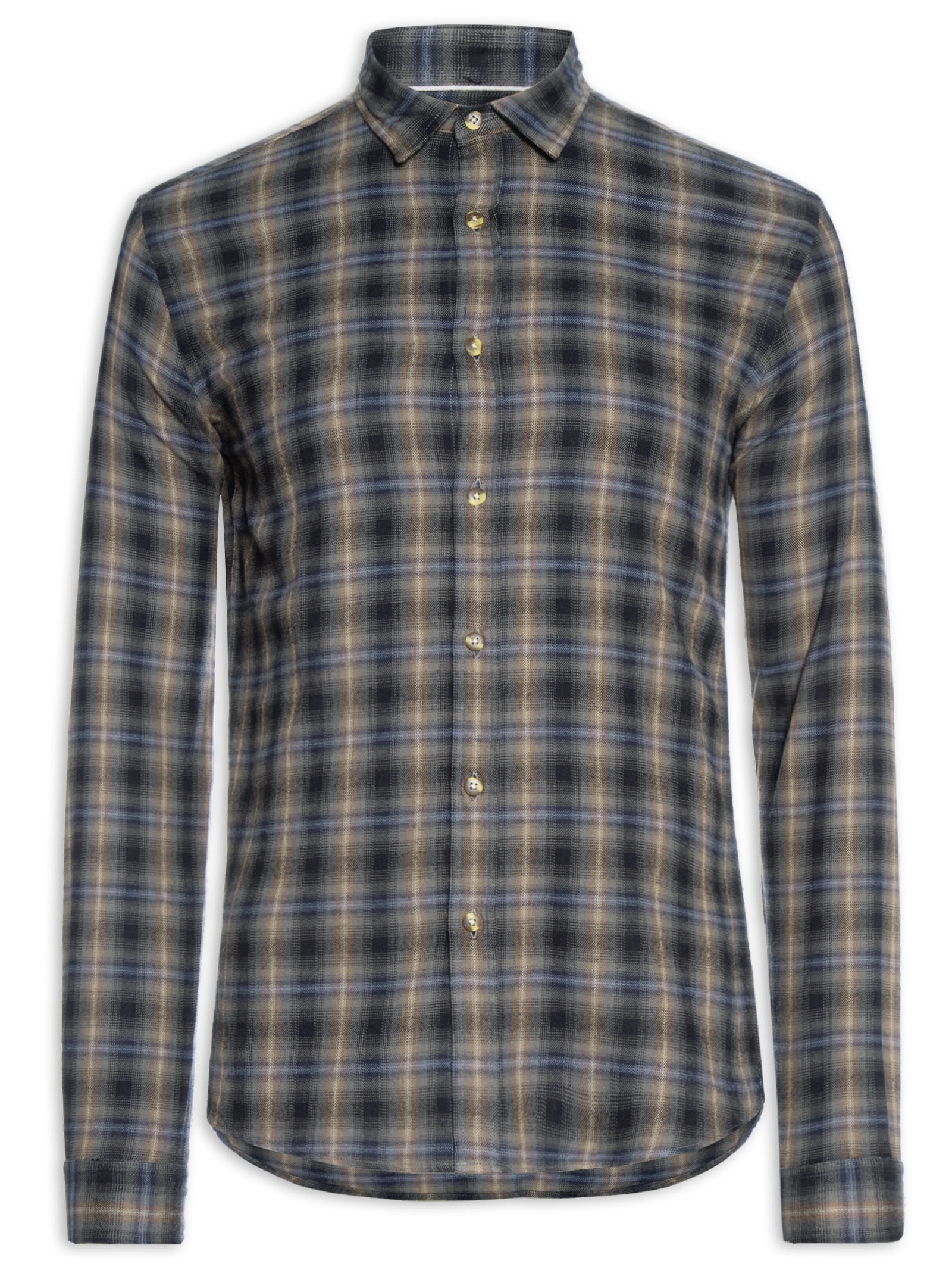 Camisa Masculina Flanela Fio Tinto Xadrez Marrom Pineapple