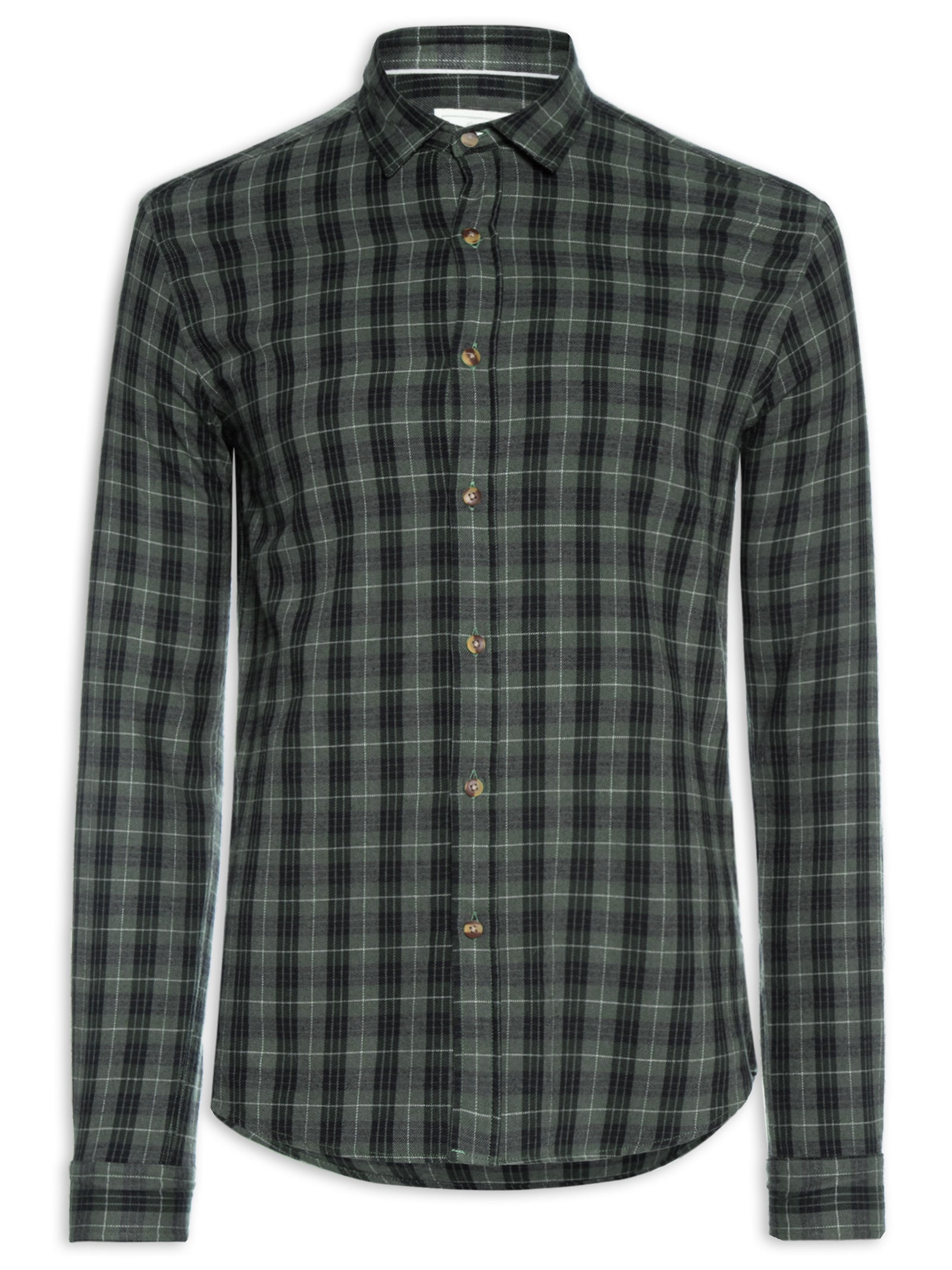Camisa Masculina Flanela Fio Tinto Xadrez Verde Pineapple