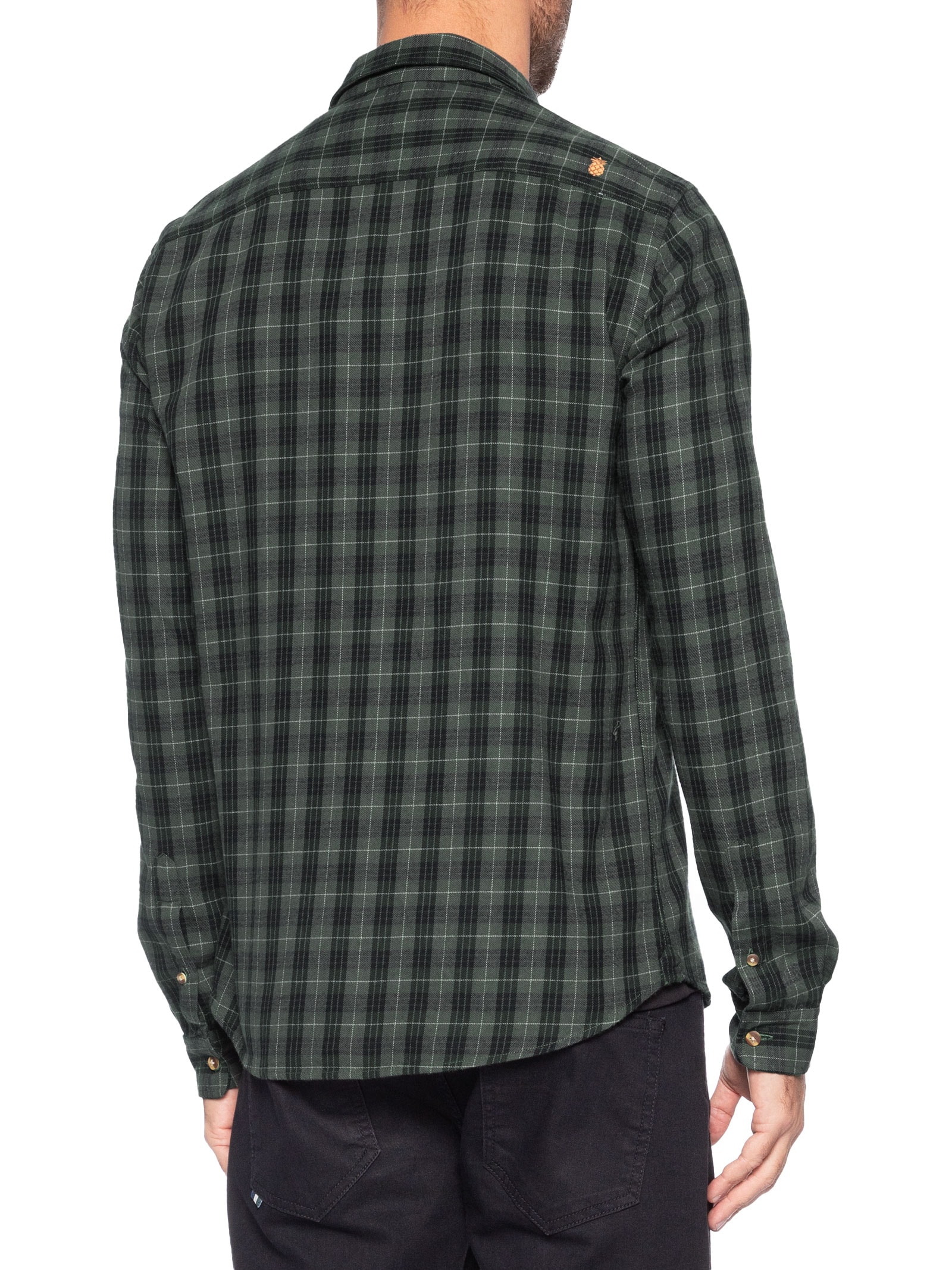 Camisa Masculina Flanela Fio Tinto Xadrez Verde Pineapple