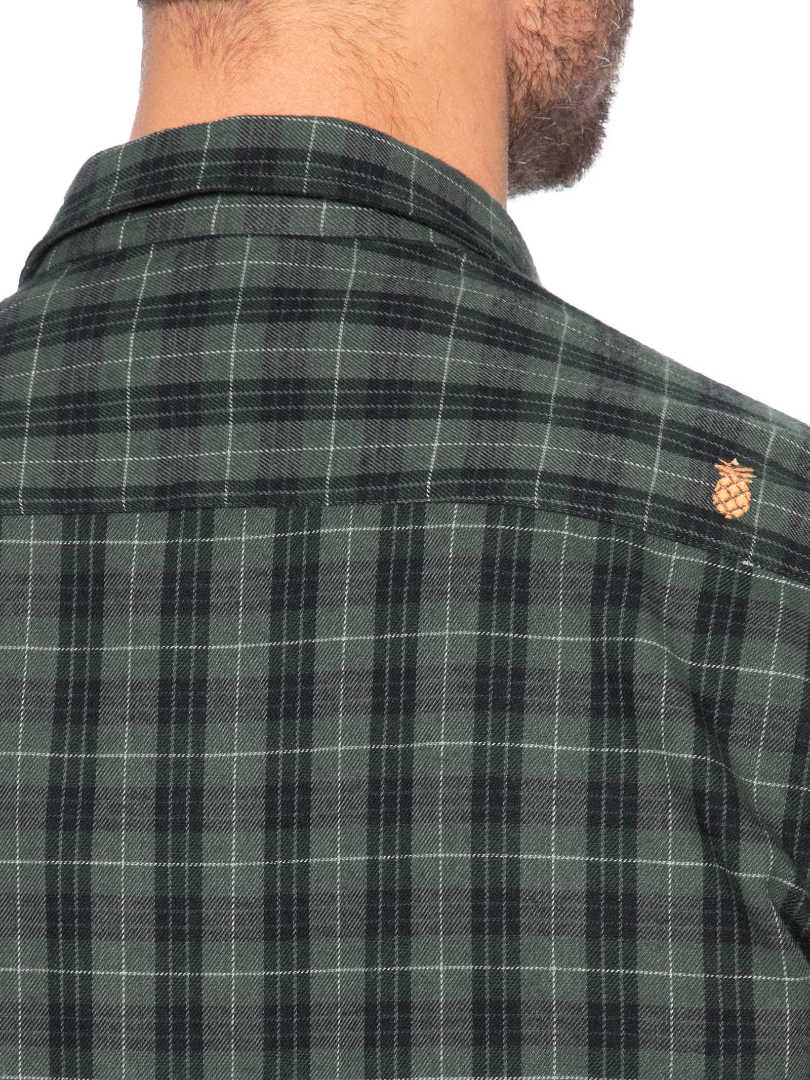Camisa Masculina Flanela Fio Tinto Xadrez Verde Pineapple