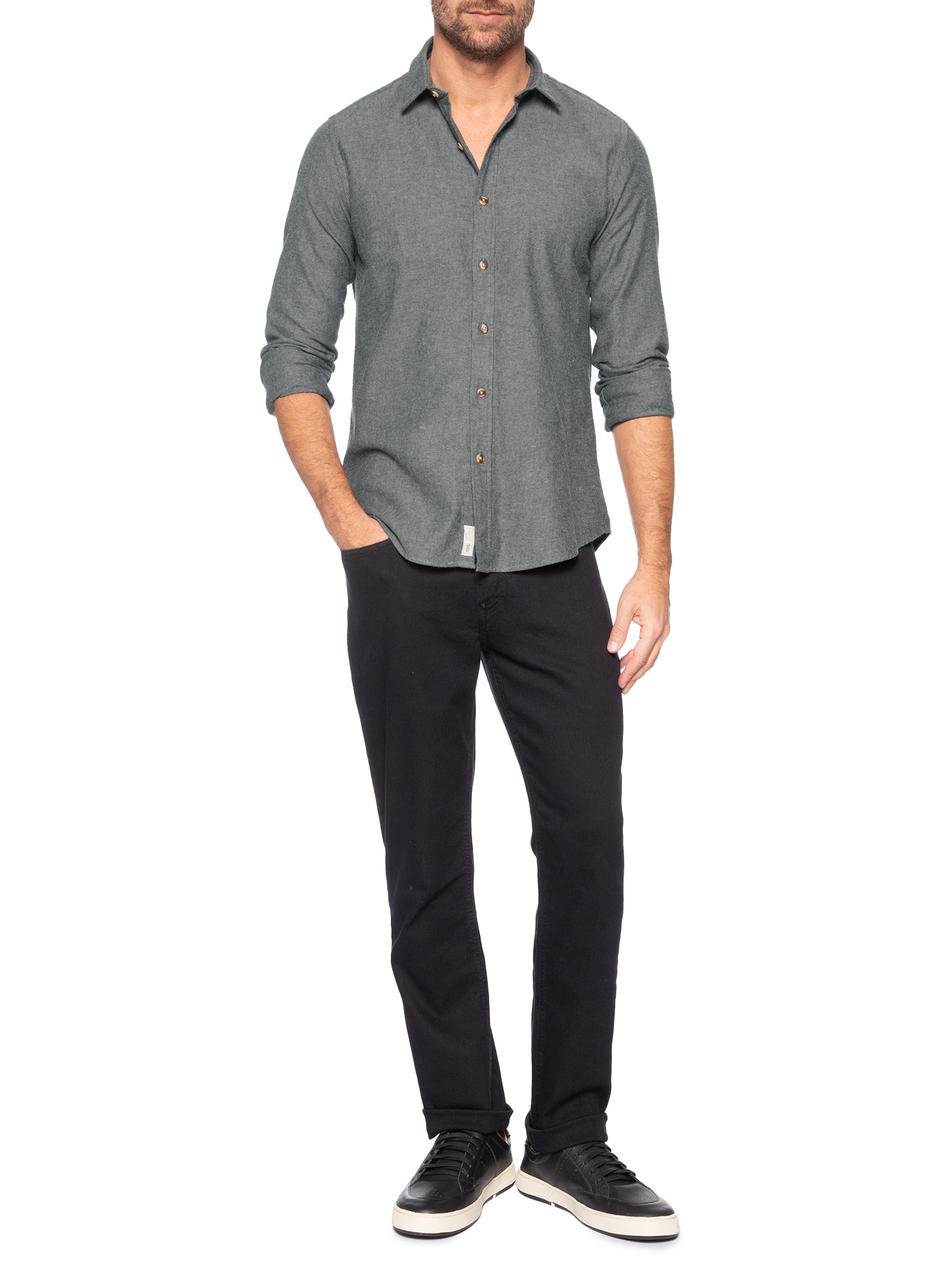 Camisa Masculina Flanela Mescla Cinza Pineapple