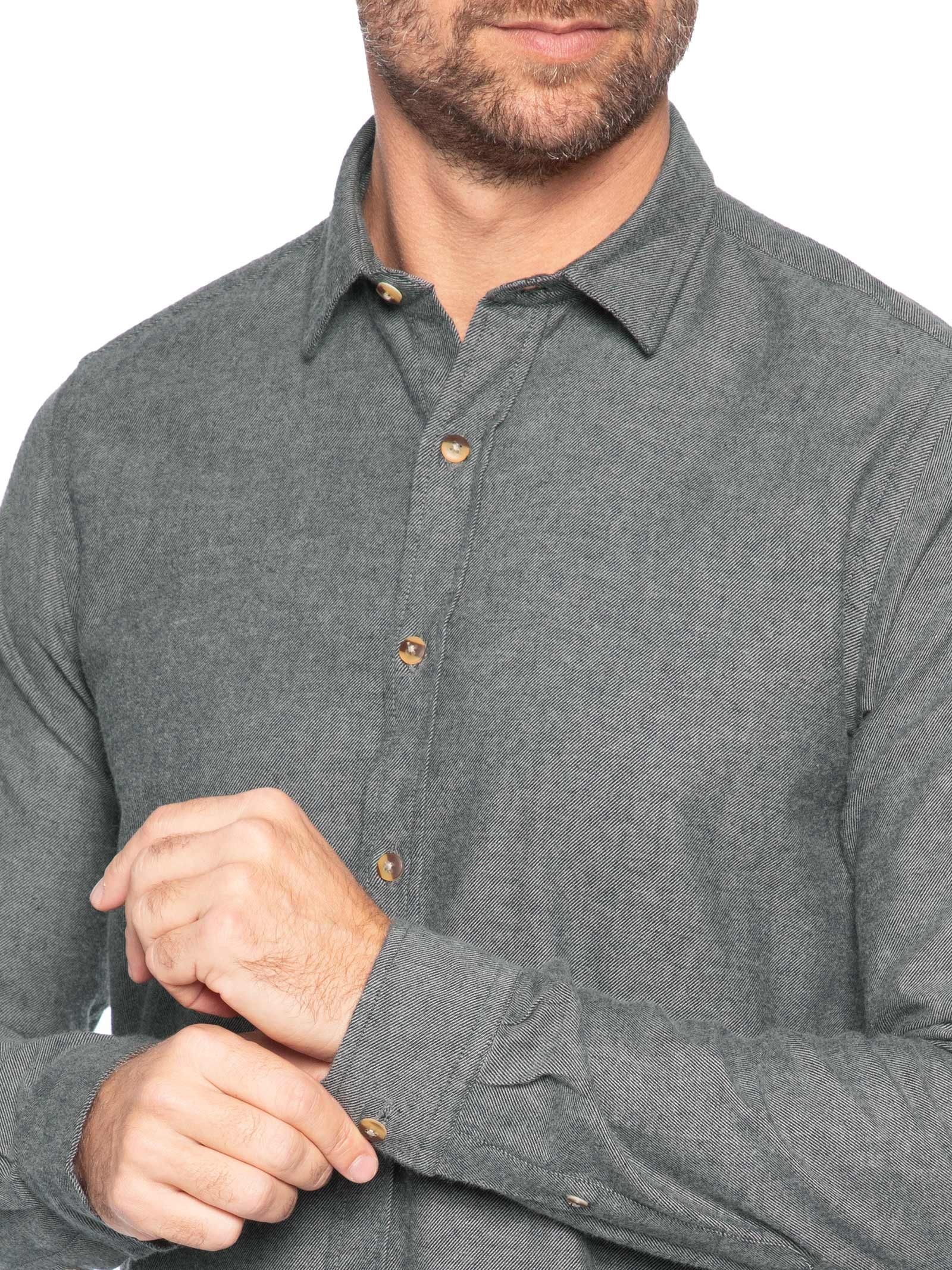 Camisa Masculina Flanela Mescla Cinza Pineapple