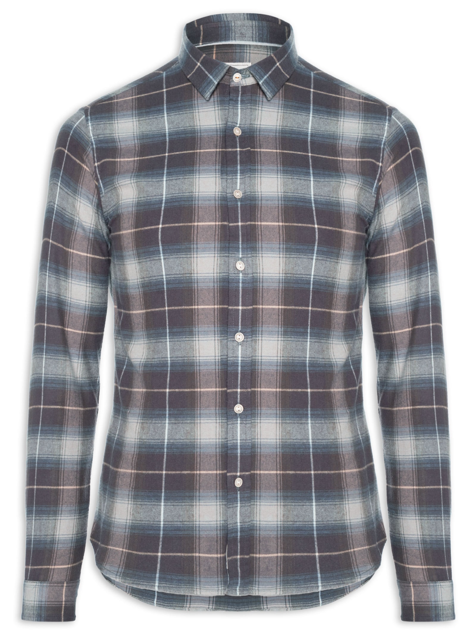 Camisa Masculina Flanela Montreal Xadrez Azul Pineapple