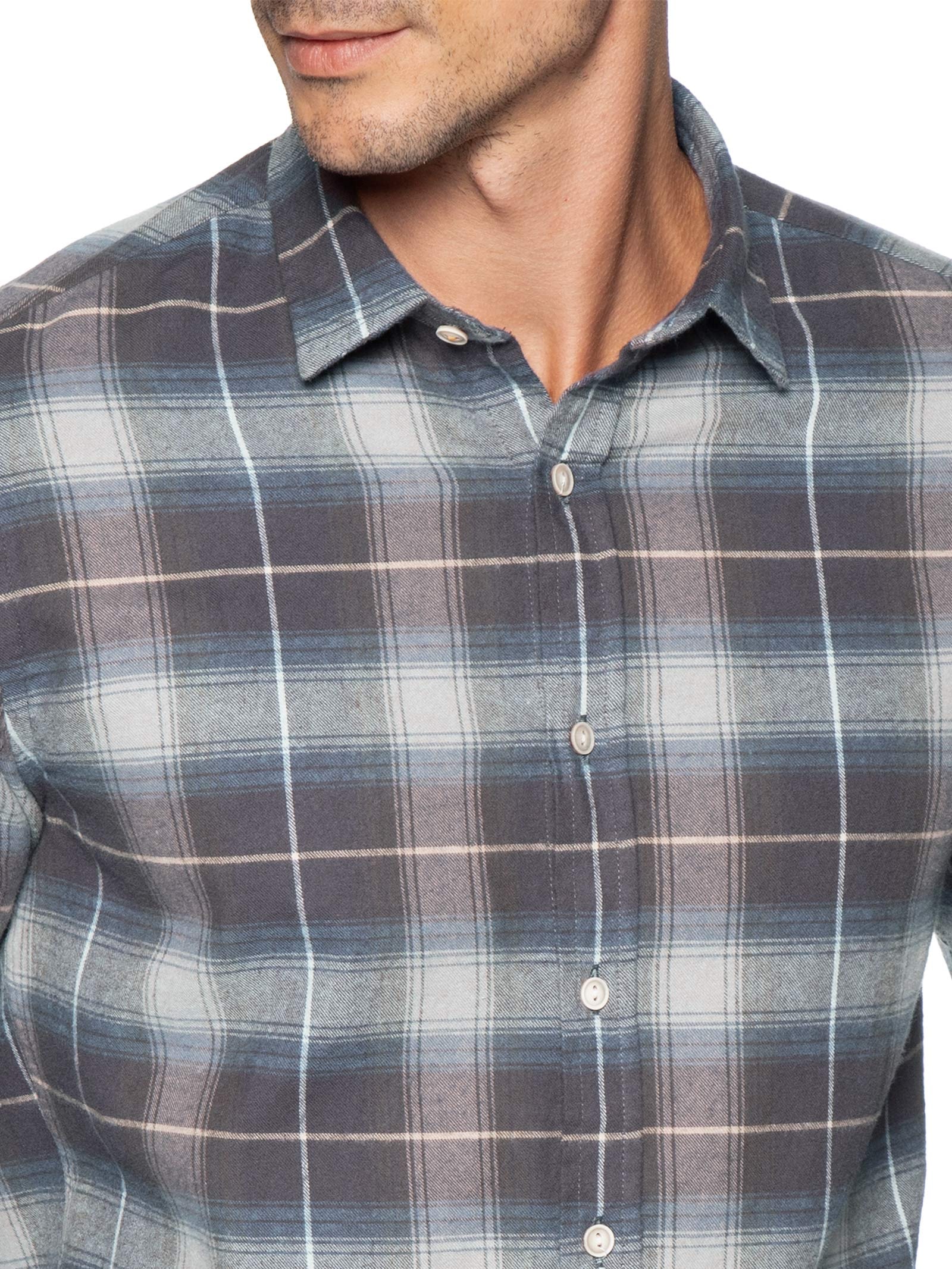 Camisa Masculina Flanela Montreal Xadrez Azul Pineapple