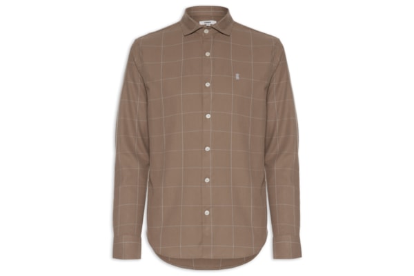 Camisa Masculina Flannel Quadros - Marrom