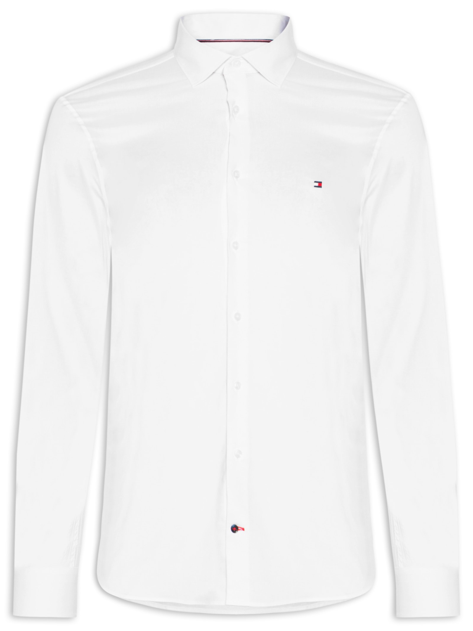 Camisa Masculina Flex Popeline Slim Fit Branco Tommy Hilfiger