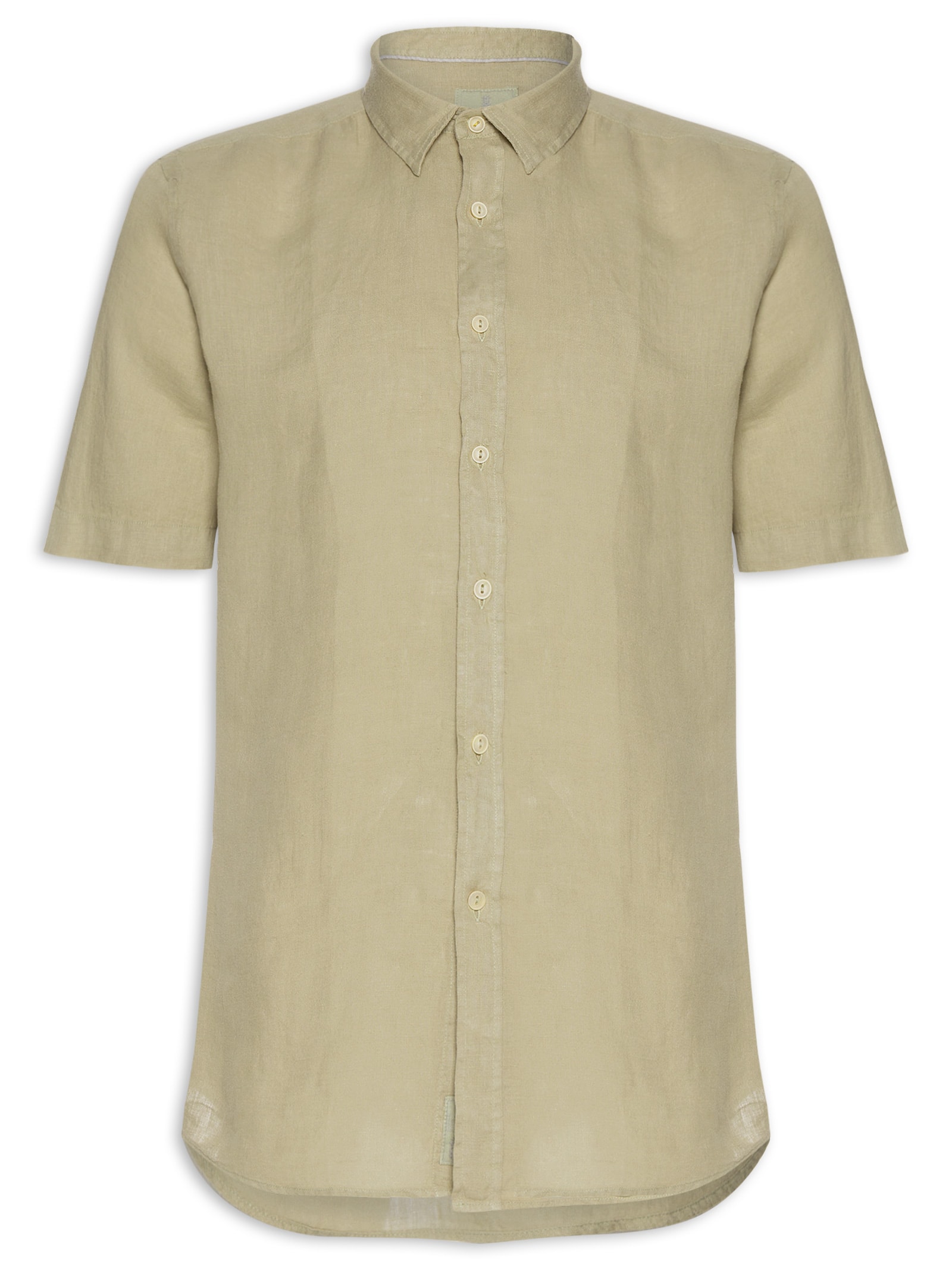 Camisa Masculina Formentera 100% Linho Manga Curta Bege Pineapple