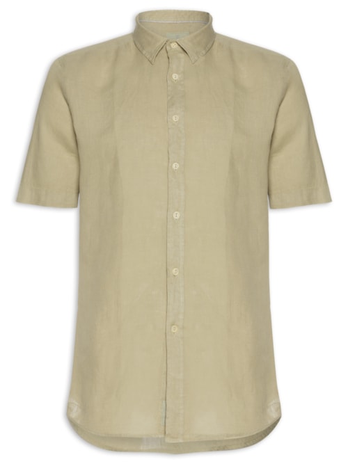 Camisa Masculina Formentera 100% Linho Manga Curta – Bege