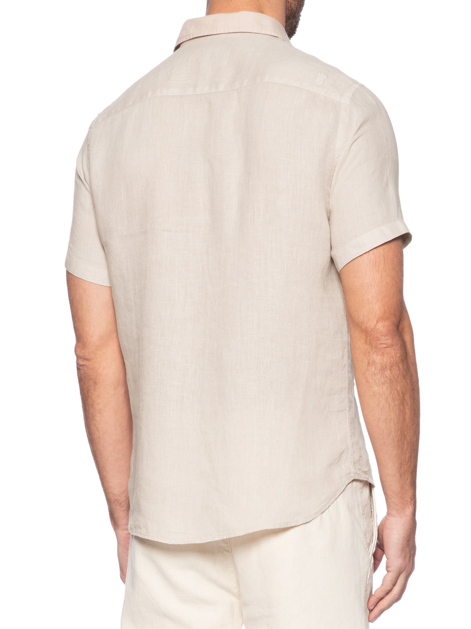 Camisa Masculina Formentera 100% Linho Manga Curta Bege Pineapple