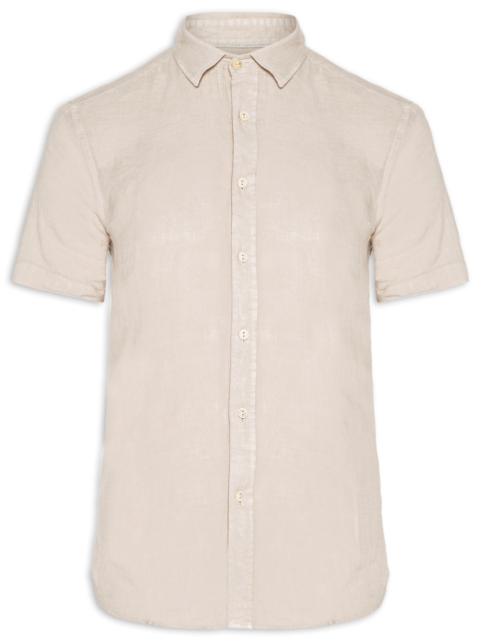 Camisa Masculina Formentera 100% Linho Manga Curta Bege Pineapple