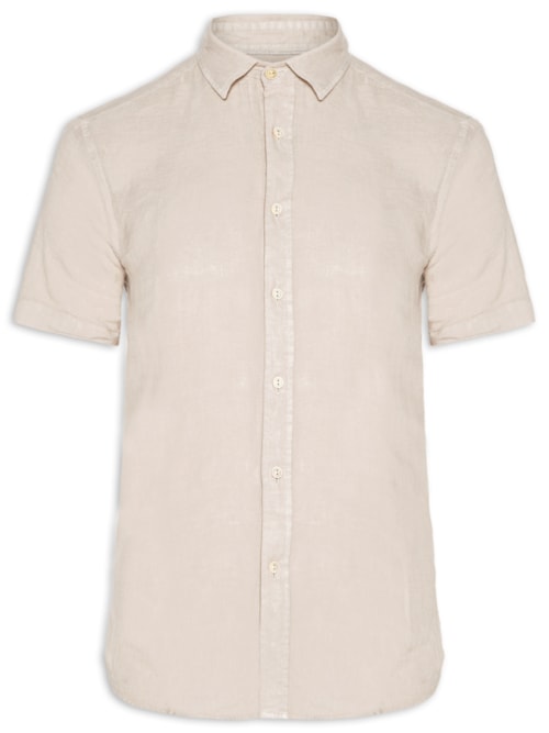 Camisa Masculina Formentera 100% Linho Manga Curta – Bege