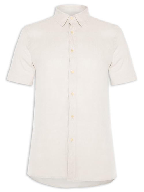 Camisa Masculina Formentera Linho Manga Curta – Bege