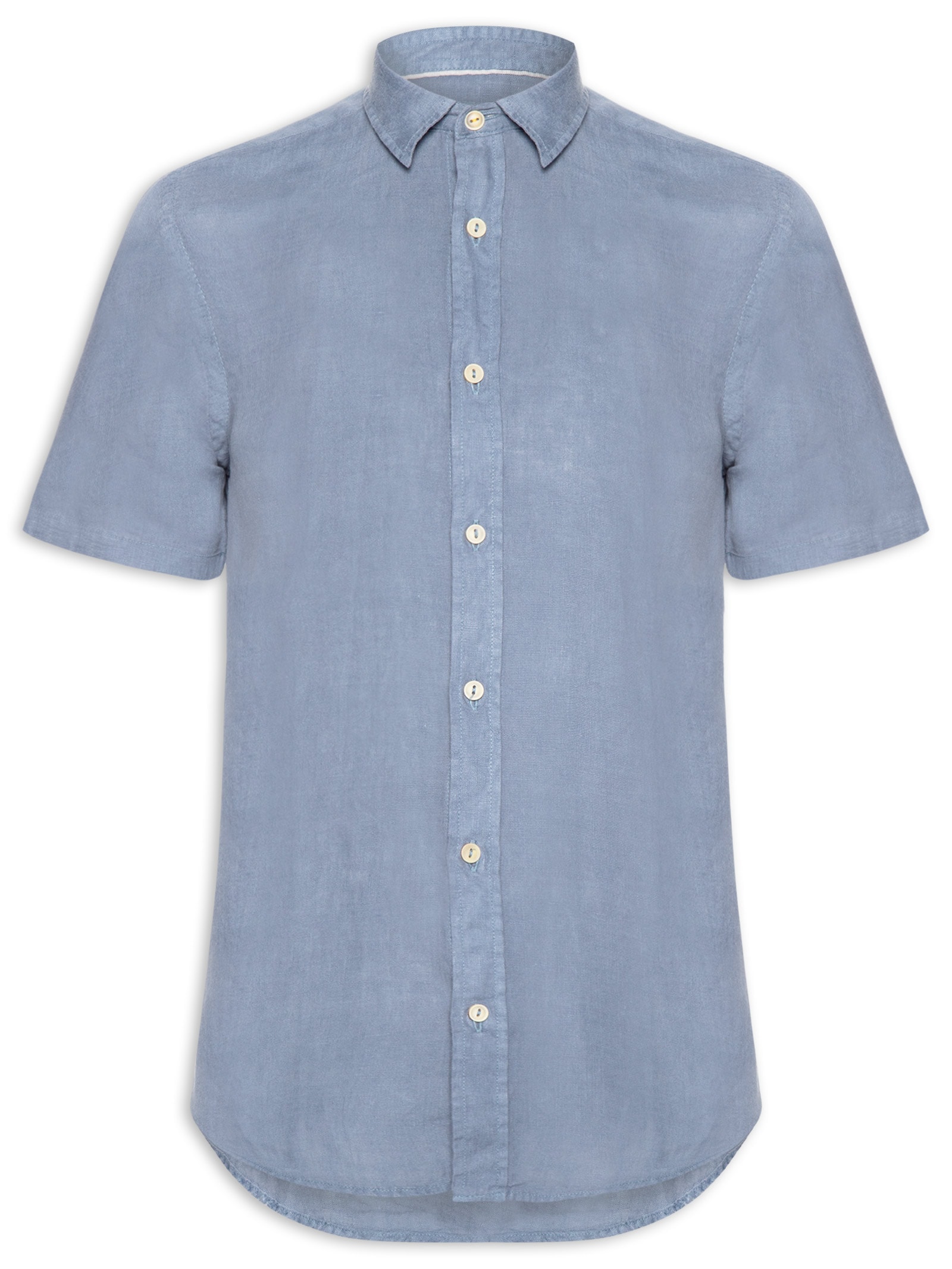 Camisa Masculina Formentera Puro Linho Azul Pineapple