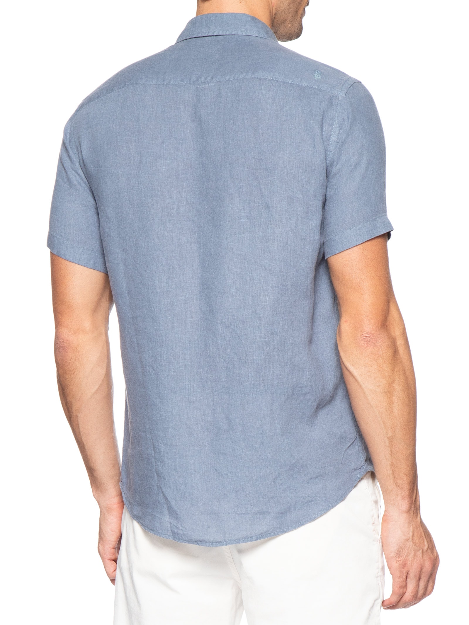 Camisa Masculina Formentera Puro Linho Azul Pineapple