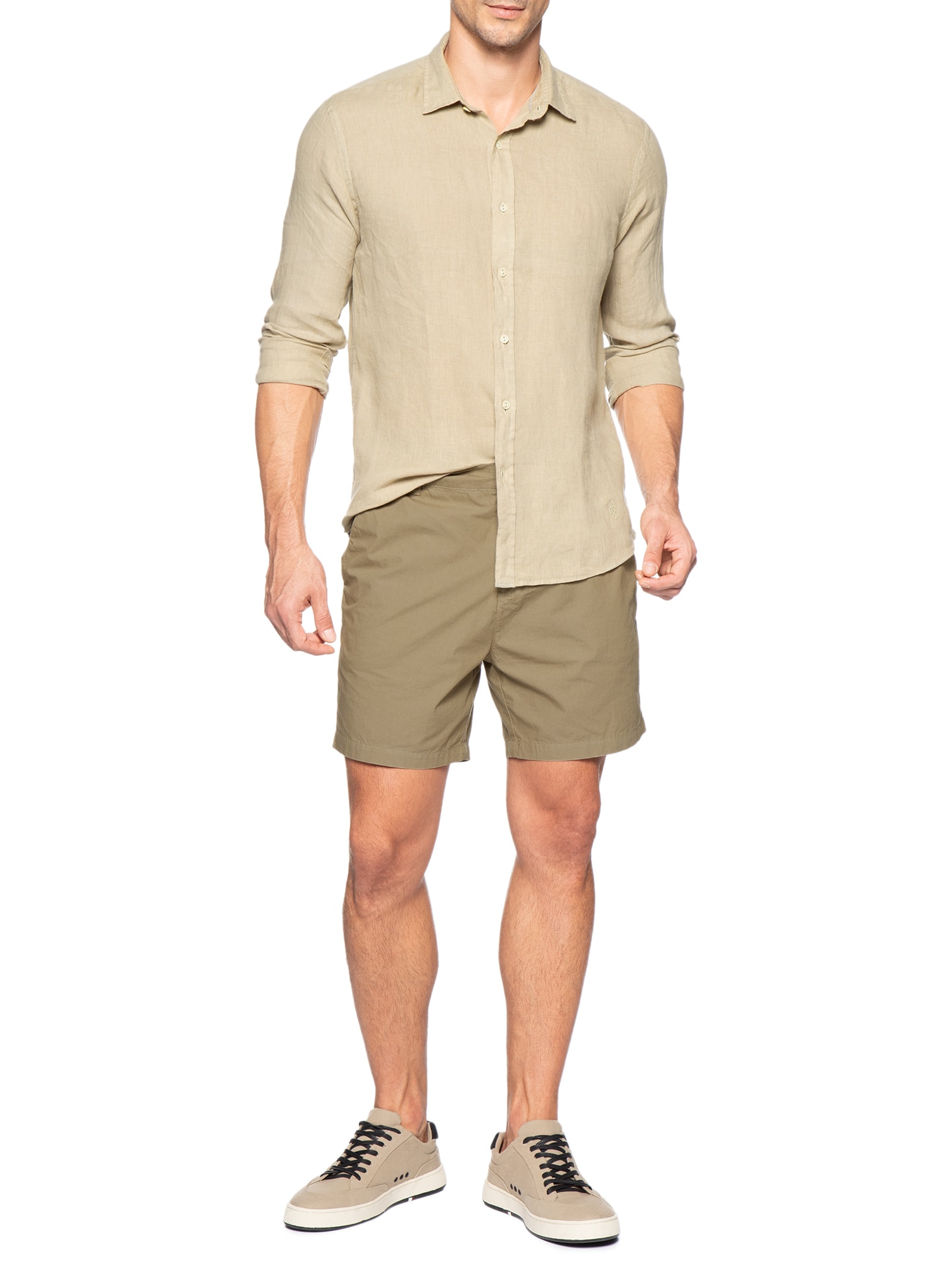Camisa Masculina Formentera Puro Linho Bege Pineapple