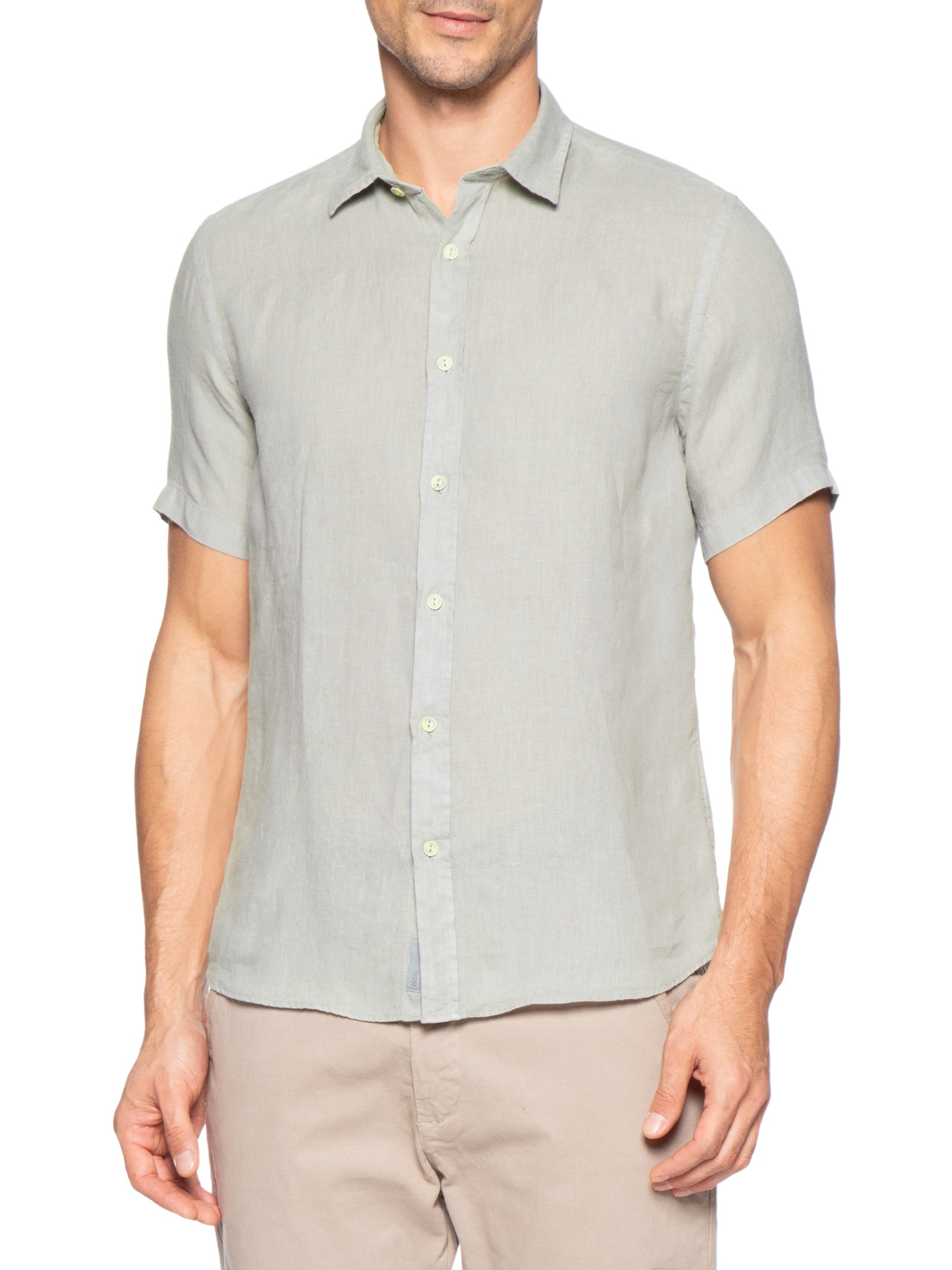 Camisa Masculina Formentera Puro Linho Cinza Pineapple