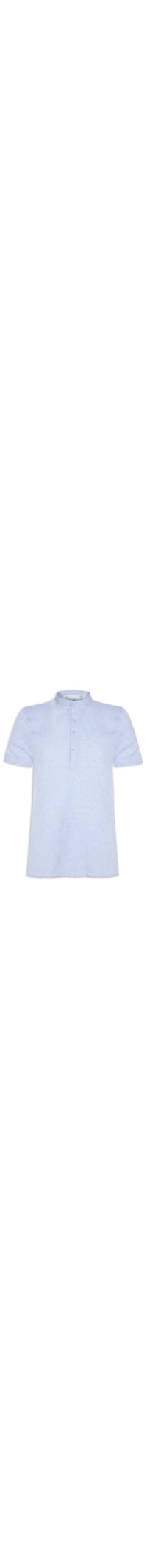 Camisa Masculina Gola Padre Em Linho Manga Curta - Azul