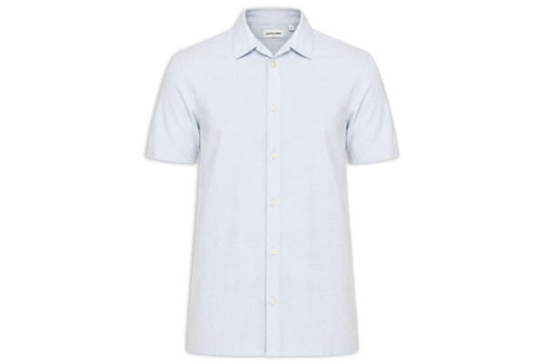 Camisa Masculina Gola Resort Blend De Linho - Azul