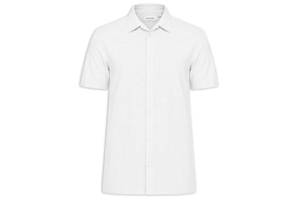 Camisa Masculina Gola Resort Blend De Linho - Branco