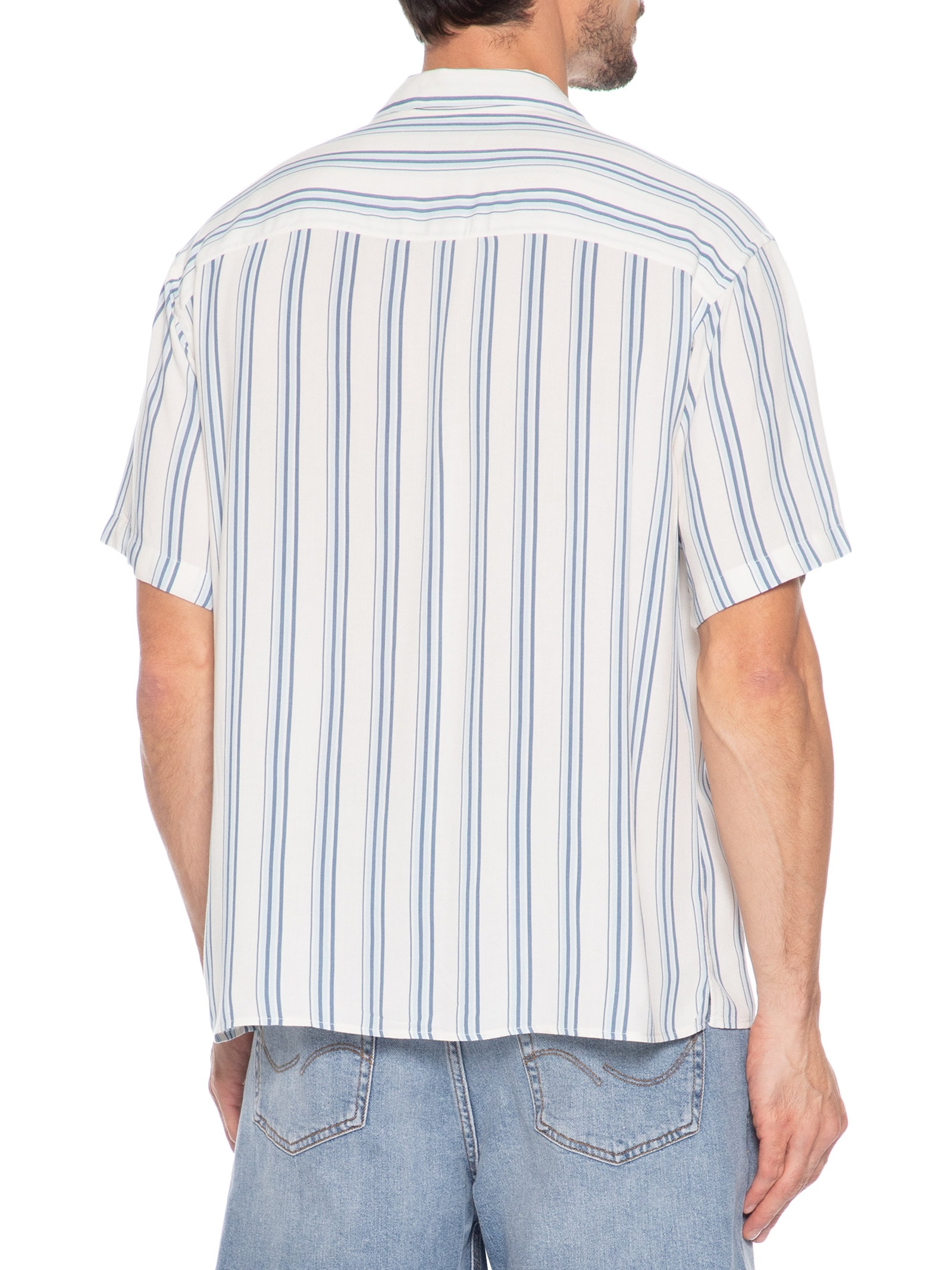 Camisa Masculina Gola Resort Listrada Azul Jack & Jones