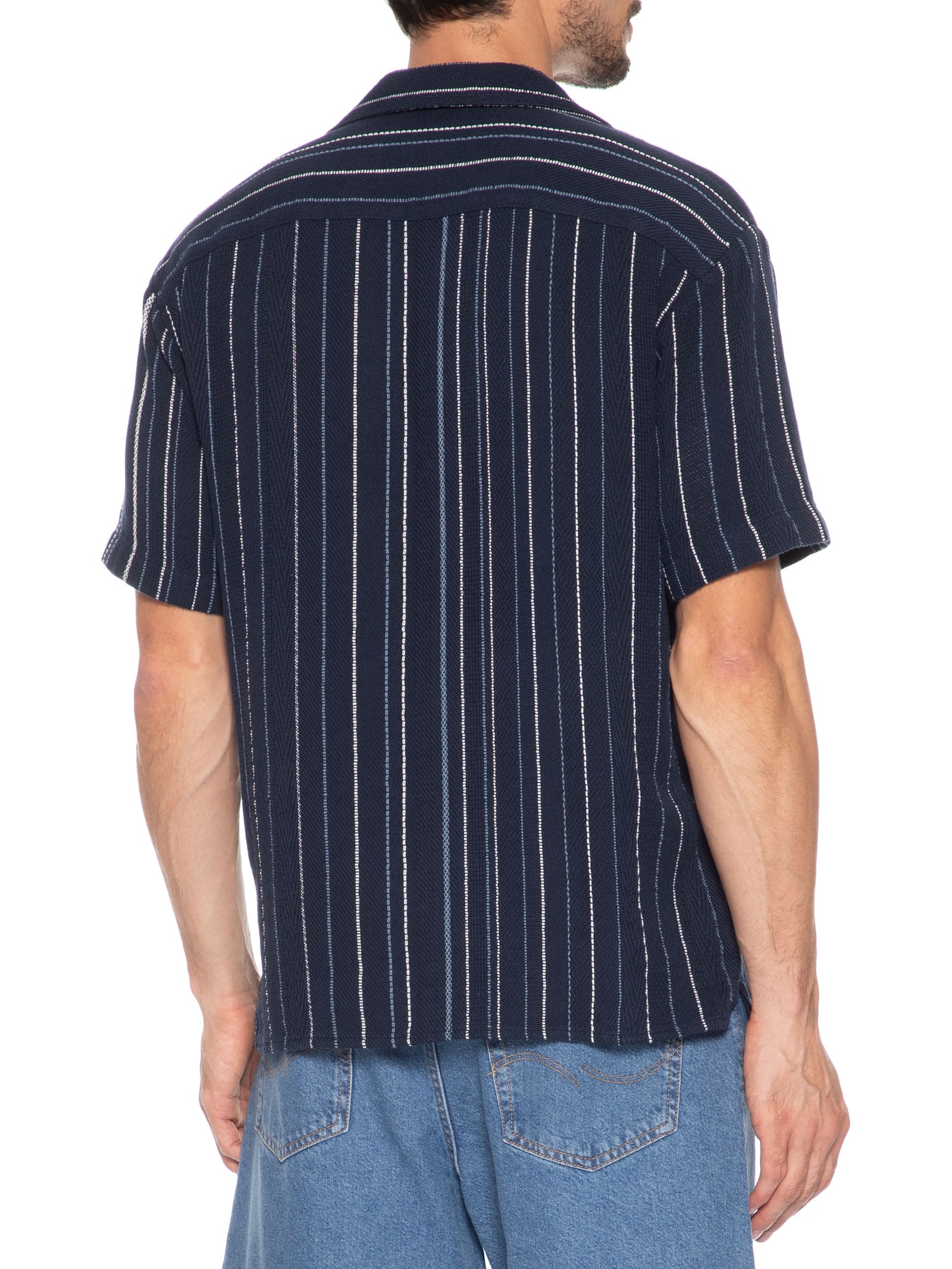 Camisa Masculina Gola Resort Listrada Azul Jack & Jones