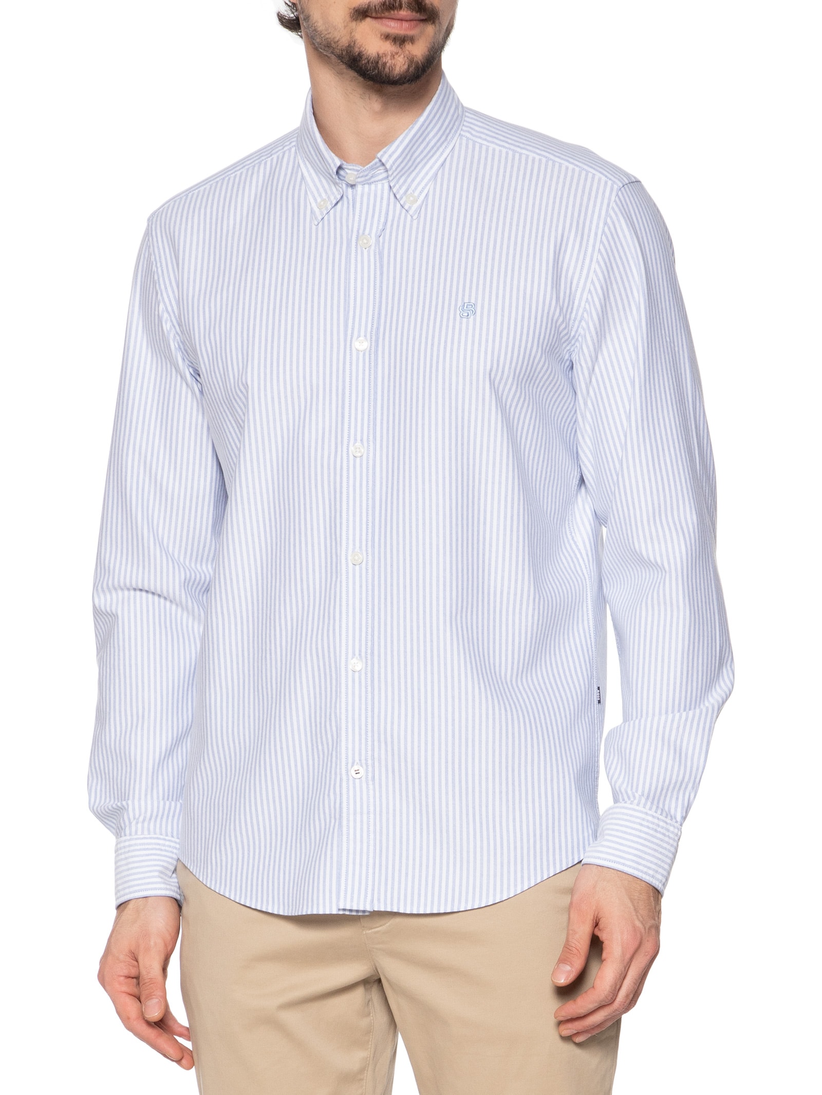 Camisa Masculina H-Liam Azul Boss