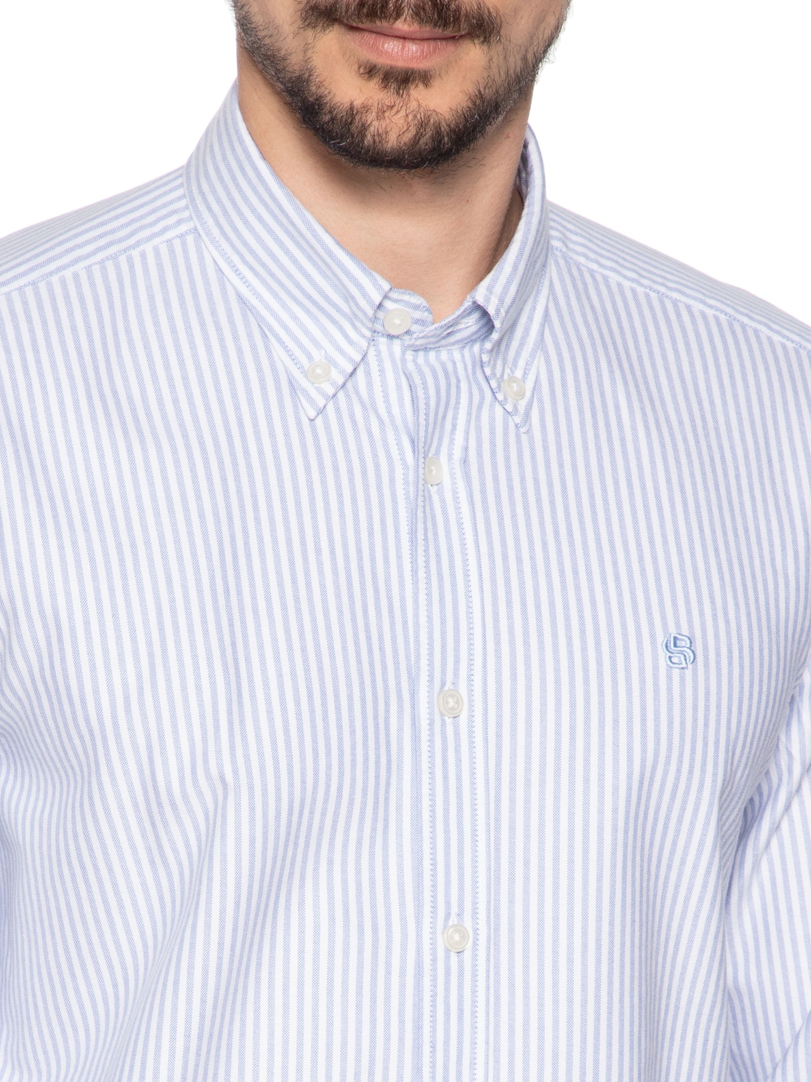 Camisa Masculina H-Liam Azul Boss