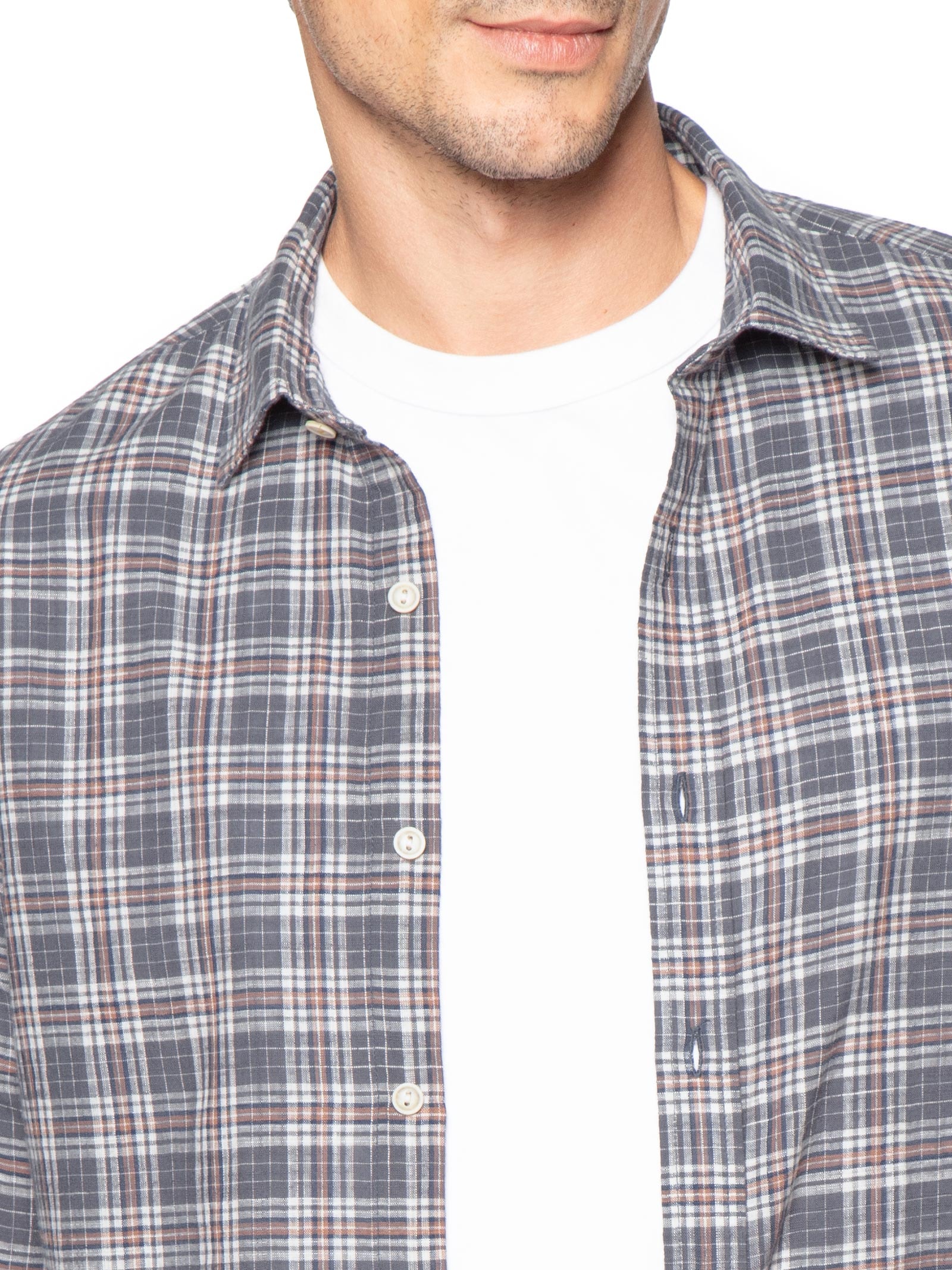 Camisa Masculina Hamê Toronto Xadrez Azul Pineapple