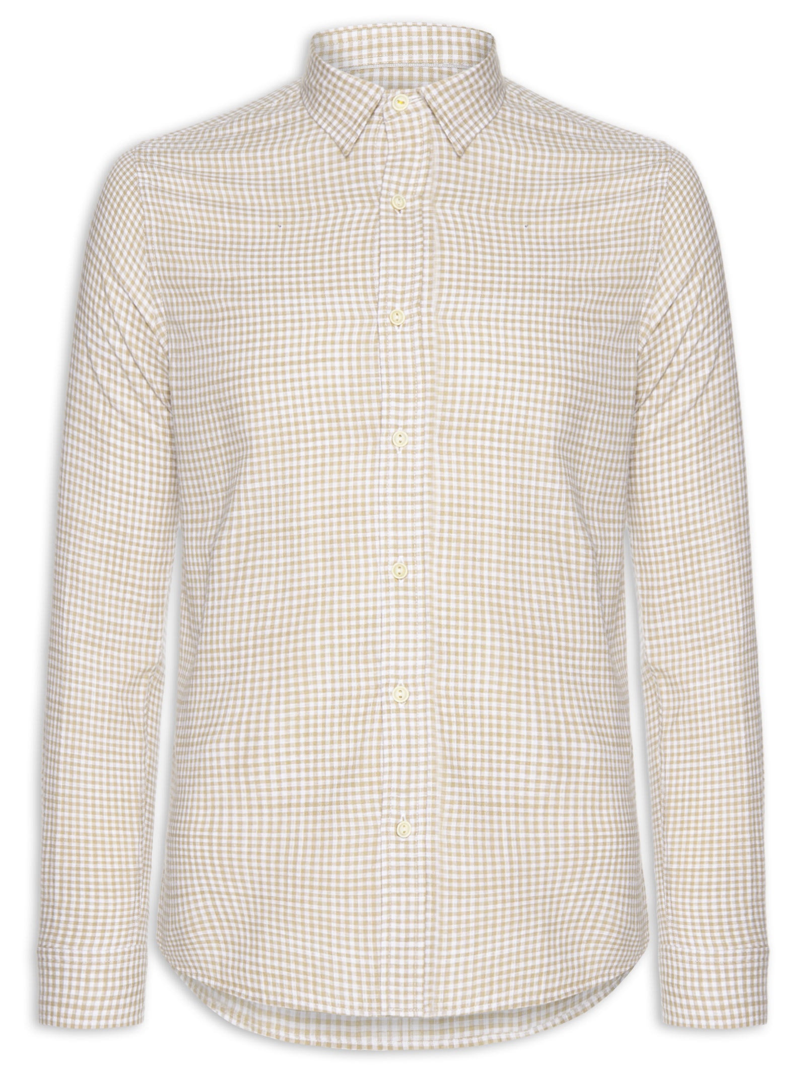 Camisa Masculina Hamê Vichy Bege Pineapple