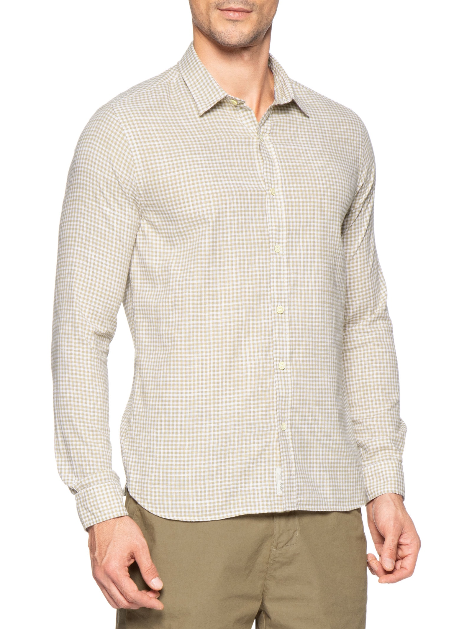 Camisa Masculina Hamê Vichy Bege Pineapple