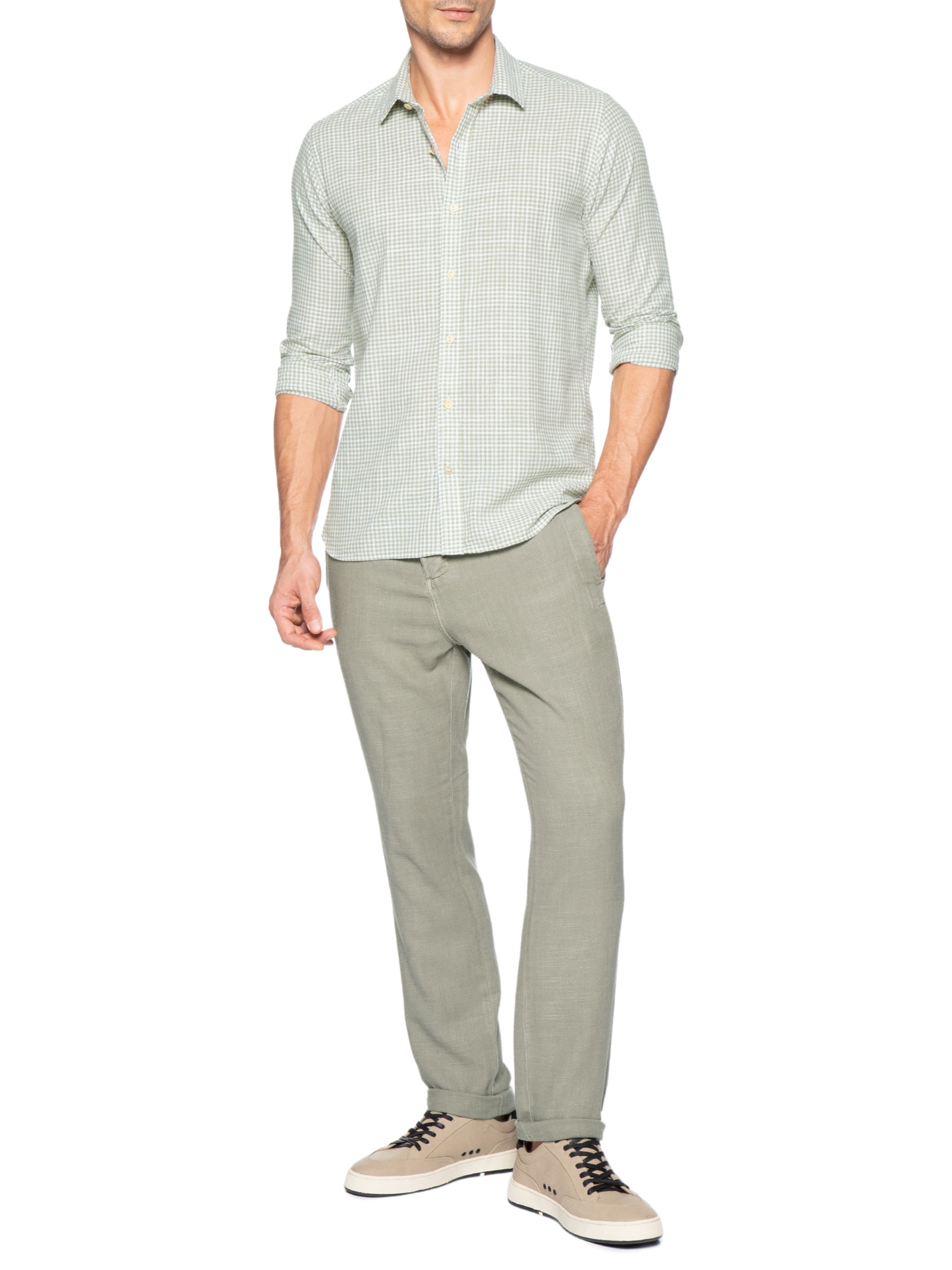 Camisa Masculina Hamê Vichy Verde Pineapple