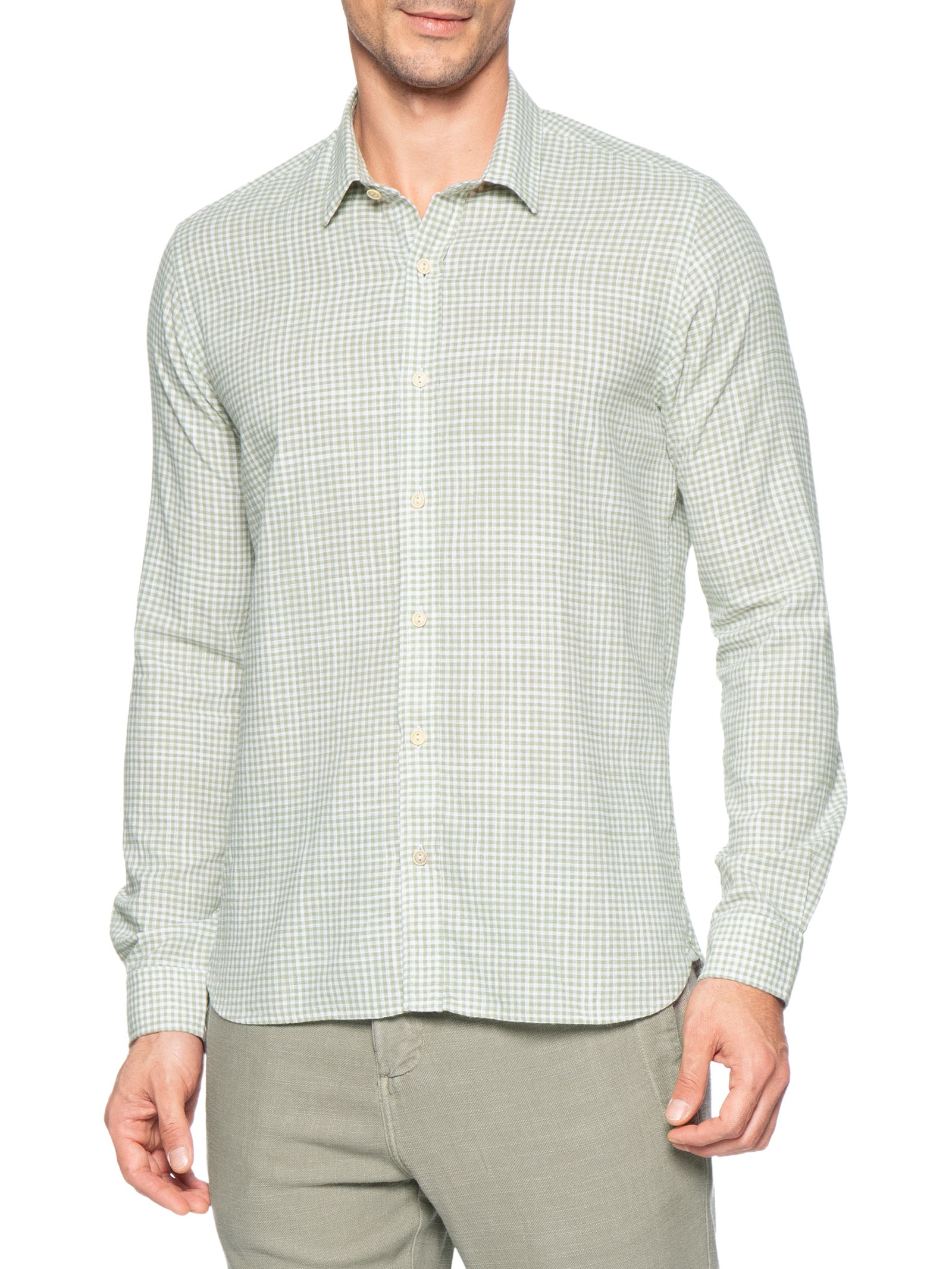 Camisa Masculina Hamê Vichy Verde Pineapple