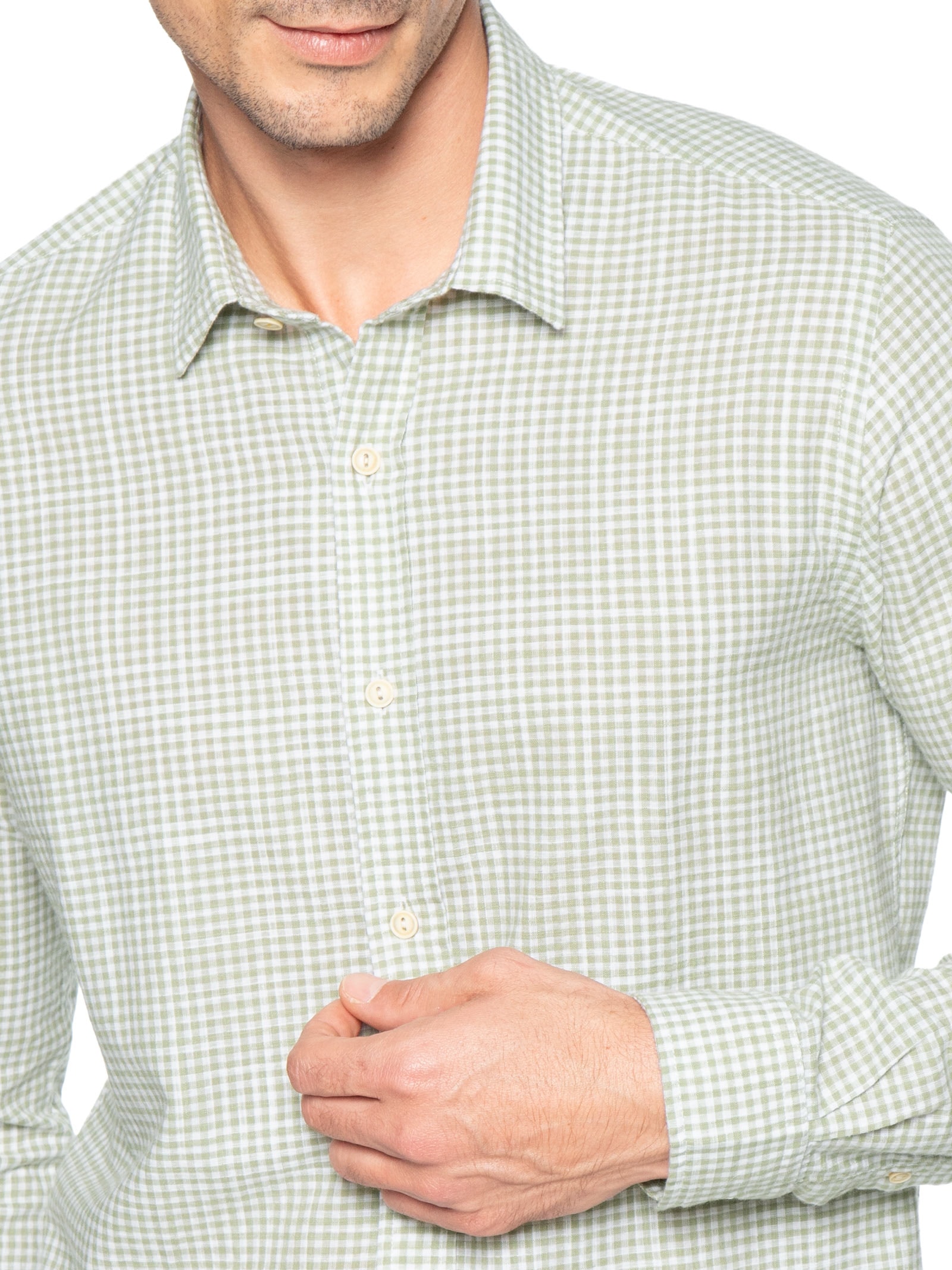 Camisa Masculina Hamê Vichy Verde Pineapple