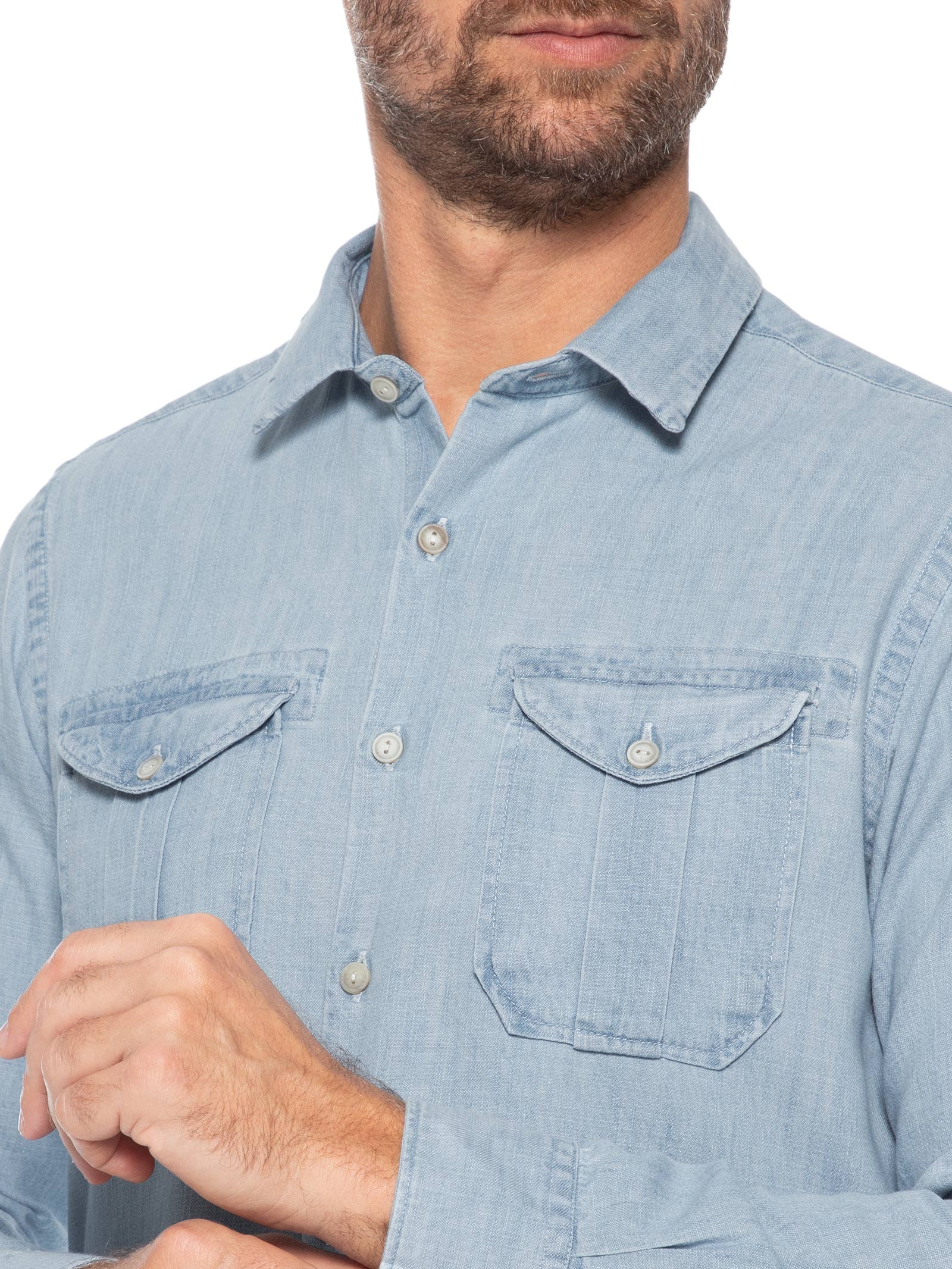Camisa Masculina Índigo Algodão Com Liocel Azul Pineapple