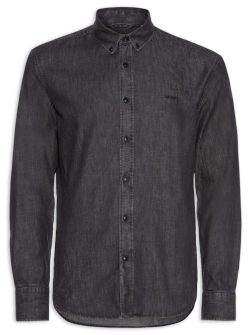 Camisa Masculina Jeans Authentic Button – Preto