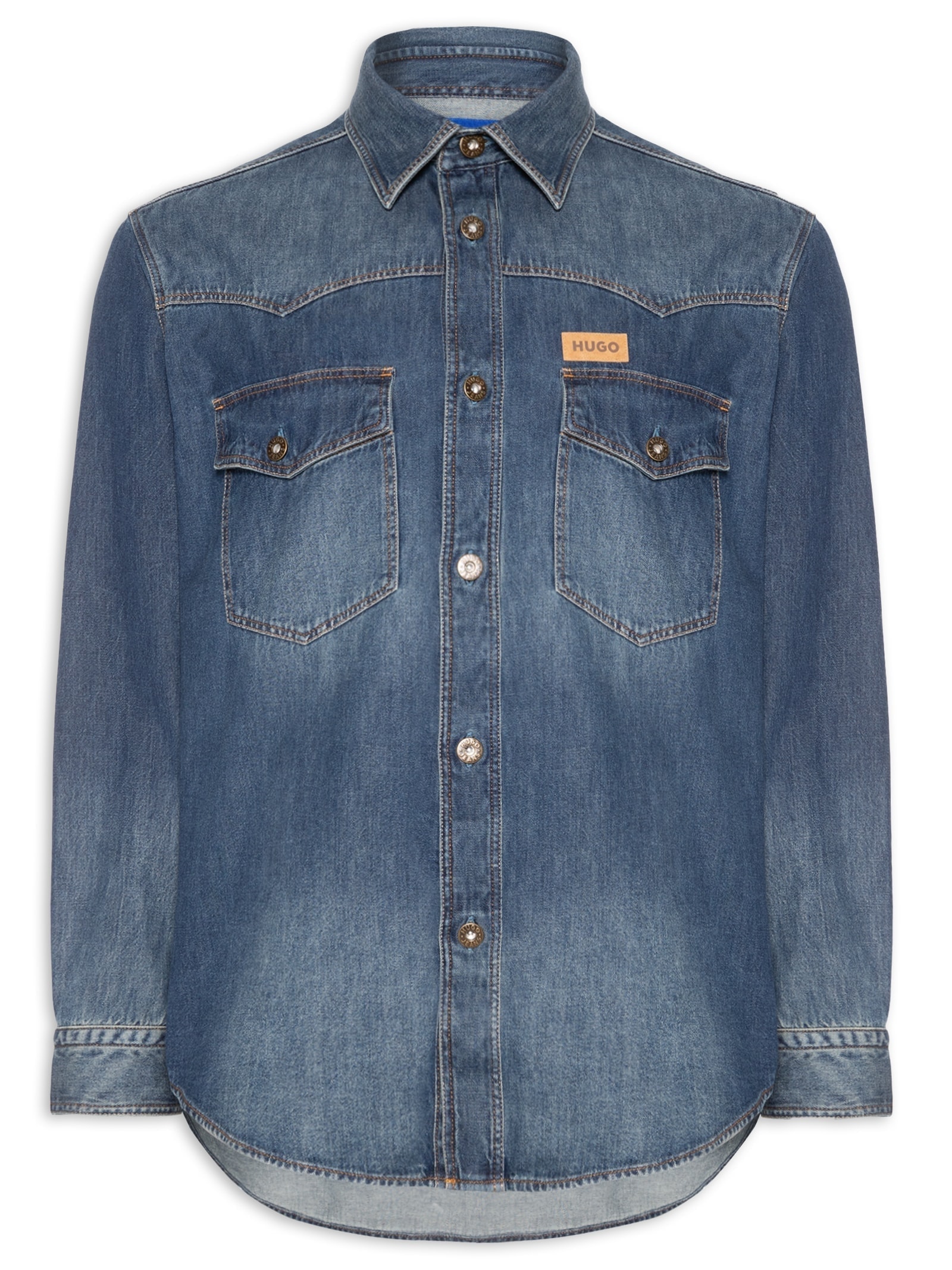 Camisa Masculina Jeans Ebant Azul Hugo