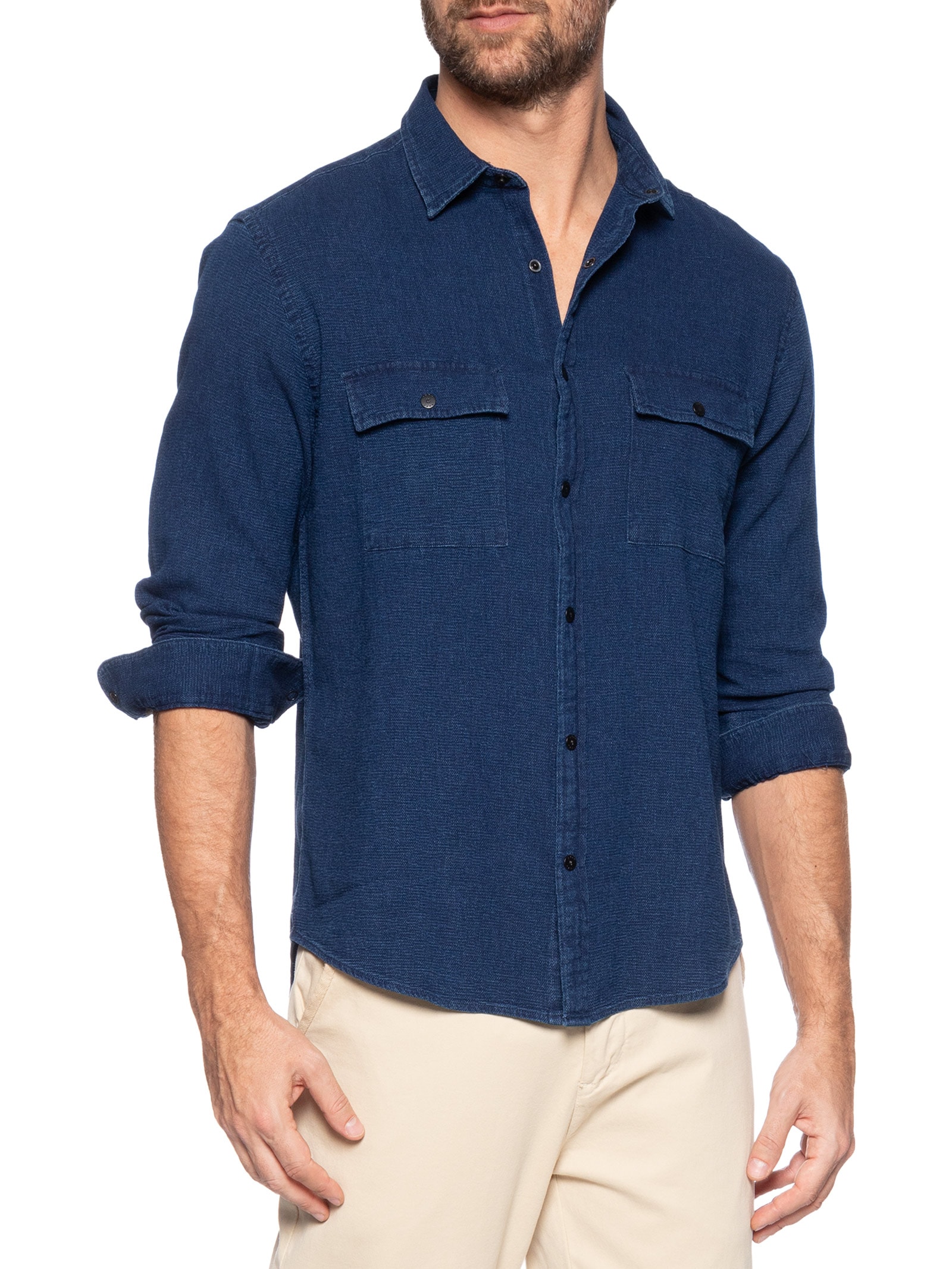 Camisa Masculina Jeans Itamonte Azul Foxton