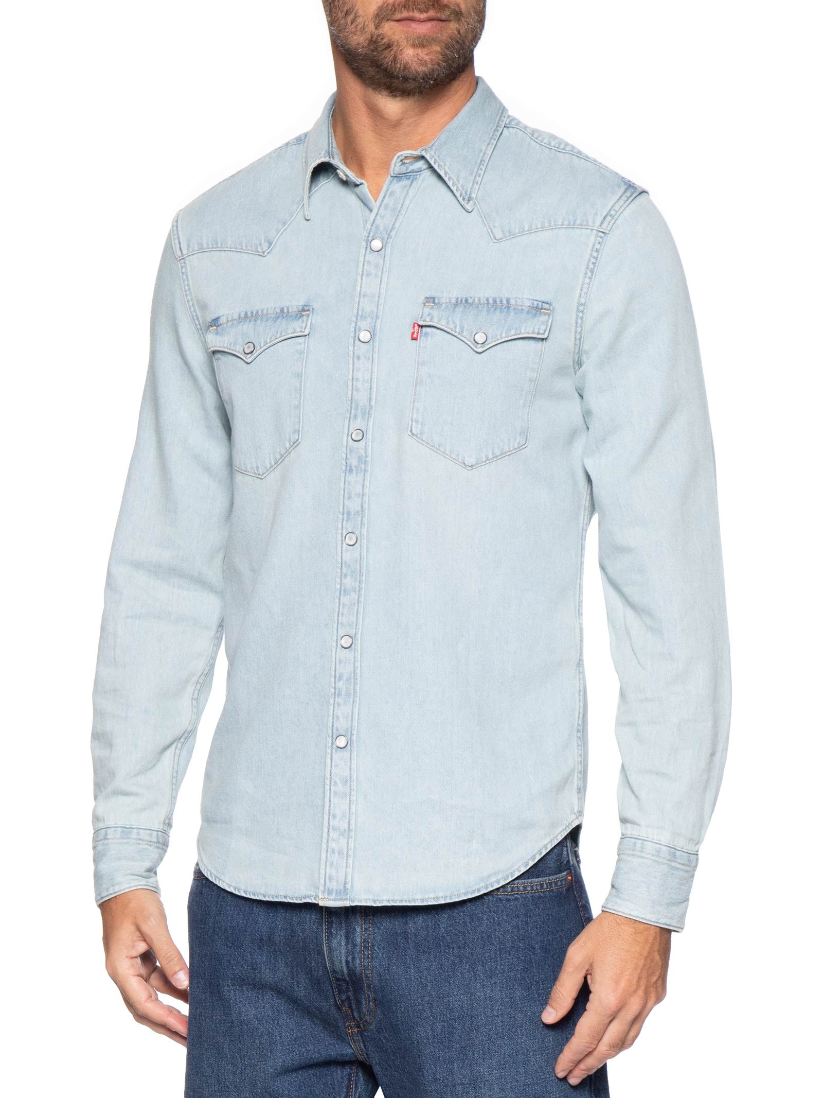 Camisa Masculina Jeans manga Longa Barstow Standard Azul Levi's